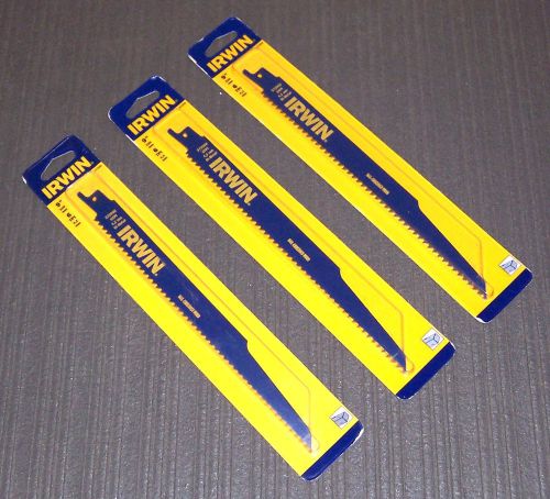 3 ea. - Irwin 372956 9&#034; 6 TPI Nail Embedded Wood Reciprocating Blades