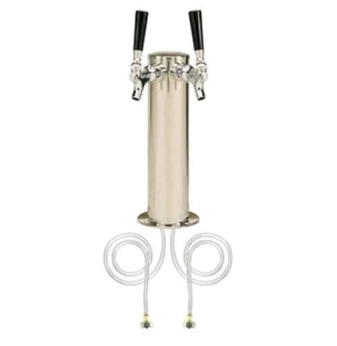 Kegco KC D4743DT-SS Double Tap Stainless Steel Draft Beer Kegerator Tower, 3 Dia