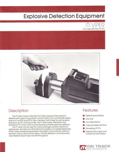 ITI VIPER Explosive Detection Equipment Data Sheet - ION TRACK INSTRUMENTS