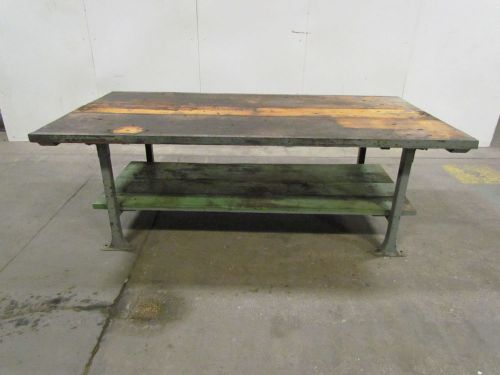 Vintage industrial work bench from ge plant 1-3/4&#034;t wood top 49-1/2&#034;wx96&#034;l tabl for sale