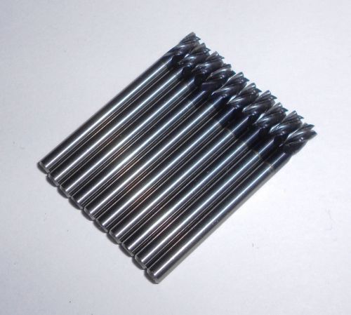 Lot of 10 SGS 1/8 Dia 4 Flutes Carbide Single End Square AlTiN 30 Deg. Helix