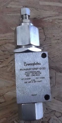 Swagelok relief valve rva6mf12nf10-20 for sale