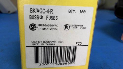 100-pcs cooper bk/agc-4-r bkagc4 bkagc4r for sale