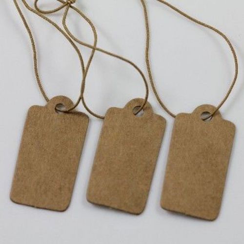 Price Label Blank Kraft Tags Paper With Elastic String Jewelry 30x15mm 100Pcs
