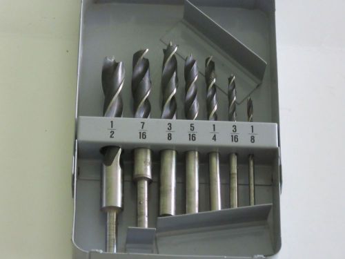 Mint Condition Milescraft Twinland 7 Piece Brad Point Drill Bit Set Metal Case