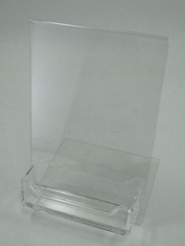 acrylic 4x6 slanting slanted display sign holder with  business card holder