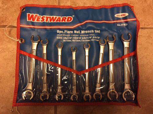 Vintage westward 8pc. flare nut wrench set w/ case sae &amp; metric #4yr29 for sale