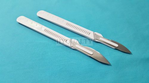 2 ASSORTED DISPOSABLE STERILE SURGICAL SCALPELS #24 #23 PLASTIC GRADUATED HANDLE