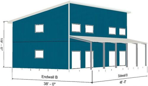 Steel Home, Lake, Mountain Cabin Shell Kit Contemporary, Single Slope Roof.