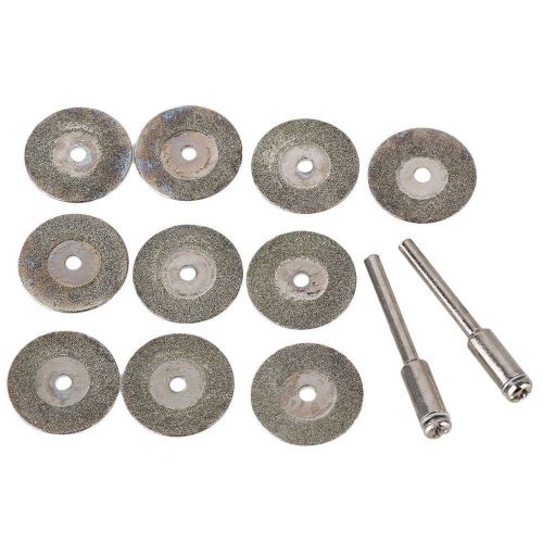 10pcs Rotary Diamond Cut Off Wheel Discs Blades Tool + 3mm Mandrel Silver 35mm