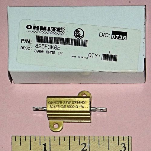 10 NOS Resistor 3K 3000 Ohm 1% 25W 25 Watt Ohmite PN825F3K0E AL Chassis Mount WW