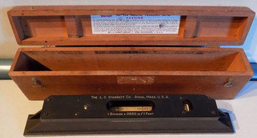 VINTAGE RARE L. S. STARRETT NO. 199 MASTER PRECISION LEVEL 15&#034; W/WOOD CASE WORKS