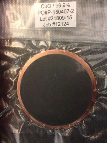 Copper oxide cuo sputtering target, 3&#034; x 1/8&#034; on aja power ring for sale