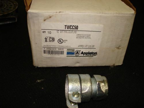 6 appleton - twcc-50  1/2&#034; flex to emt coupling malleable body, steel nut for sale