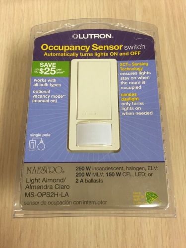 NEW Electrical Switch 250 Watt, Occupancy Sensor Lutron MS-OPS2H-LA Almond