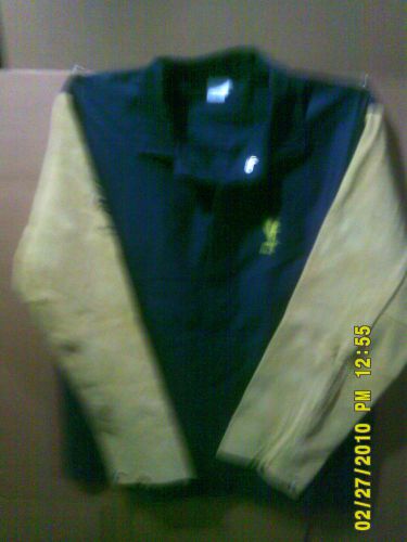 WELDAS YELLOW JACKET COOL FR 30&#034; LEATHER SLEEVE WELDING JACKET  SIZE L 44-46