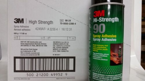 3m hi-strength 90 spray adhesive clear 17.6 net wt. case of 12 for sale