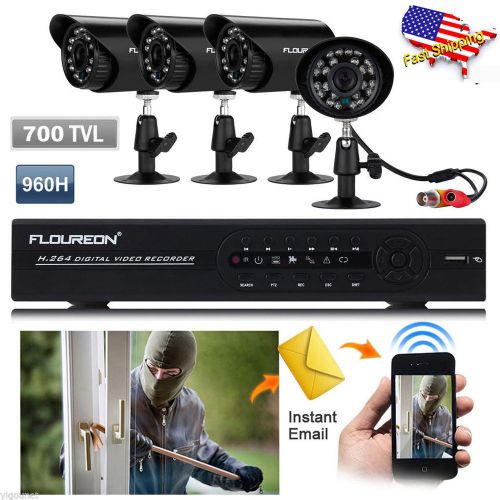 Cctv 4ch 960h hdmi dvr 700tvl outdoor video home night security camera system for sale