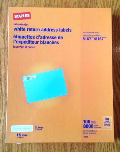 8000 staples laser inkjet return address labels! avery 5167 8167 compatible for sale