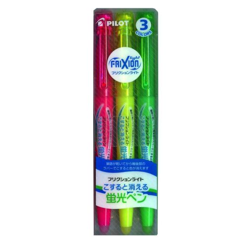 Pilot Fluorescent Ink Light Frixion Erasable Highlighter 3 Color Set SFL-30SL-3C