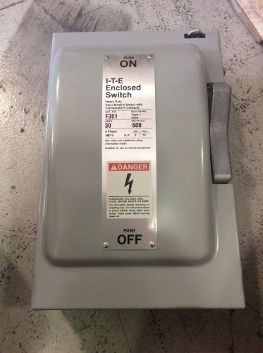 Siemens Heavy Duty Safety Switch F-351 30 Amp 600 Volt 3 Pole Fusible F351
