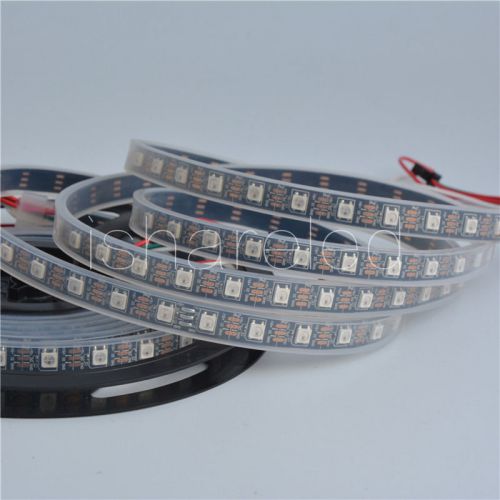 5M 60LEDs/m WS2812B 5050 RGB SMD Pixel Full Color IP67 LED Strip black FPCB 5V