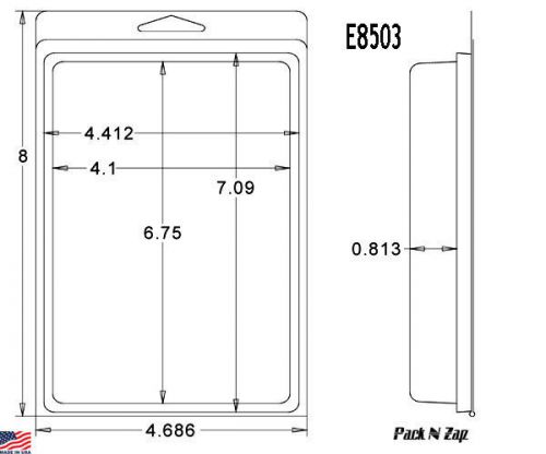 E8503: 300- 8&#034;H x 4.7&#034;W x 0.8&#034;D Clamshell Packaging Clear Plastic Blister Pack