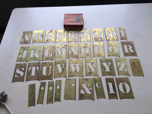 Vintage Reese&#039;s Adjustable Brass Stencils Pieces Original Box 2&#034; letters