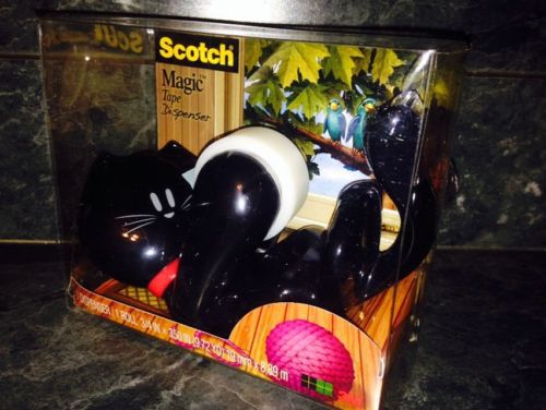 SCOTCH KITTY CAT Magic Tape Dispenser BLACK NICE