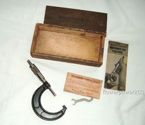 Vintage brown &amp; sharp micro meter caliper  1-2 rs w/original box and receipts for sale