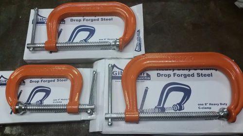 C CLAMP set 4&#034; 6&#034; 8&#034;  3PC BRIGHT ORANGE Gibraltar Heavy Duty Drop Forged Steel