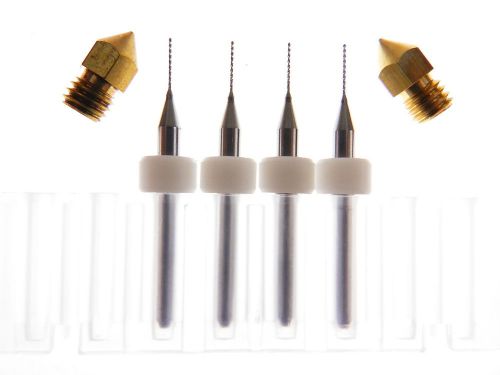 4pc .4mm 3D Printer Extruder Nozzle Head Cleaner Drill Bits + Nozzles 0.4mm