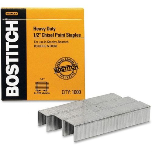 &#034;Stanley Bostitch Heavy-Duty Staples, 1/2 Leg, 100 Strip Count, 1000/Box&#034;