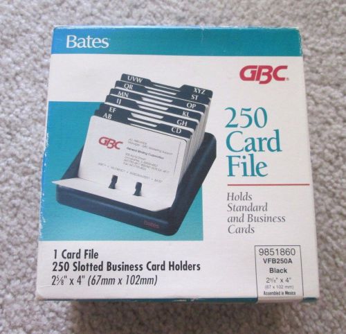 NIB GBC BATES 250 Card File - Black - Slotted Business Cards (2 5/8&#034; x 4&#034;) - NEW