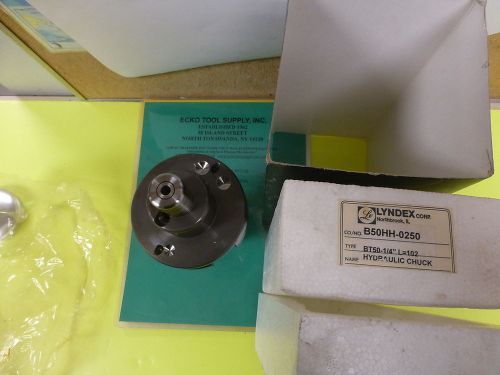 HYDRAULIC MILLING CHUCK BT50 1/4&#034; DIAMETER x 4&#034; PROJECTION LYNDEX USA NEW$115.00