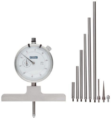 Fowler Full Warranty Steel X-Series Depth Gauge with Satin Chrome Finish,