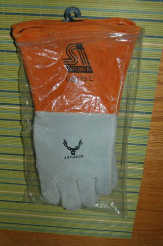 Large steiner 02275l mig gloves, soft-buck gray split deerskin foam lined back for sale