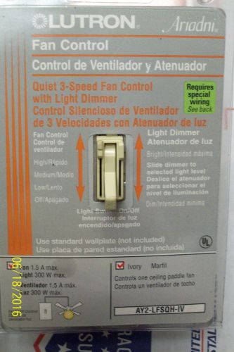 LUTRON AY2-LFSQH-IV Ariadni 3-Speed Fan Control 1-Pole 3-Way IVORY DIMMER