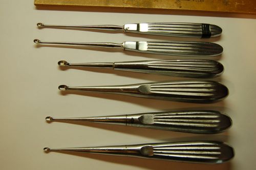 Lot of 6 various size Miltex Curette Mastoid Spratt Spoon Scoop Shape Holco