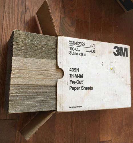 BOX OF 400 SHEETS OF 3M 100-C GRIT 3+2/3 IN X 9 IN 435N TRI-M-ITE PRE-CUT SHEETS