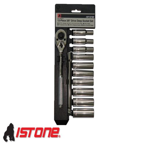 ISTONE 12Pcs 3/8&#034; Dr. Deep Socket Set