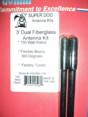 Hsd995-3b 3ft dual 2 fiberglass cb antenna kit mirror mount 12ft coax flexible ! for sale