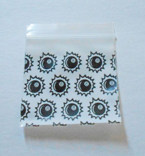 200 Black 8 Ball 1.5x1.5 Eight Ball Baggies (1515) Tiny Poly Ziplock Dime Bags
