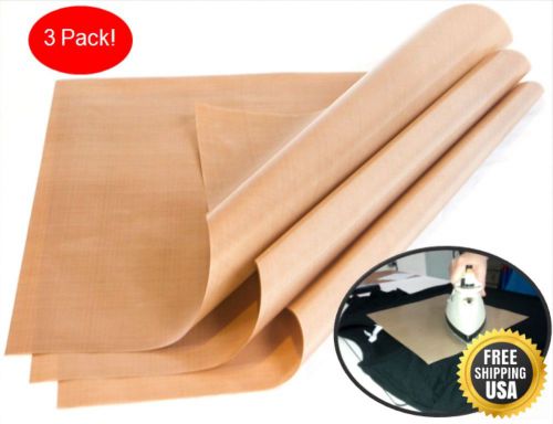 1000-Use 3-Pack Teflon PTFE Sheet for Heat Press Transfers 16 x 20&#034; Heat Resist