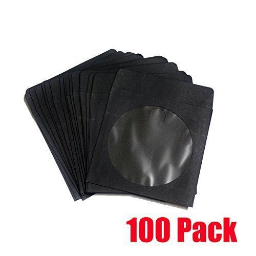BestDuplicator - CDSLV-100-BK Premium Thick Black Paper CD/DVD Sleeves Envelope