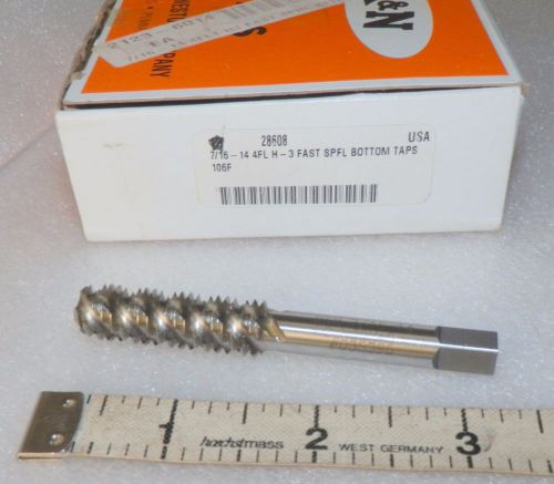 (1) spiral tap  FL bottom 7/16-14 usa  NC HSGH- REIFF NESTOR 035396