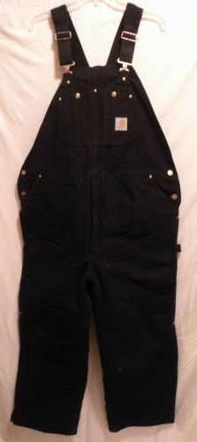 Carhartt Arctic Bib Overalls Black Quilt Lined Heavy R03 Yukon Extreme 44 X 30