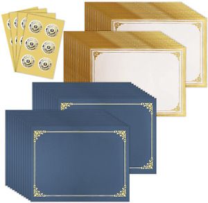 SUNEE Certificate Kit 24 Packs, Navy Blue Certificate Holders &amp; Letter Size &amp;