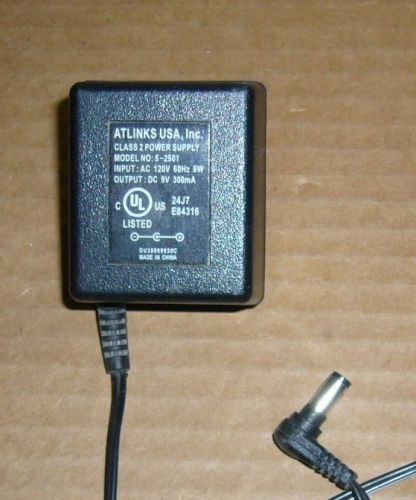 Power Supply Atlink Model 5-2501 Input 120 VAC 6W Output 9VDC 300mA