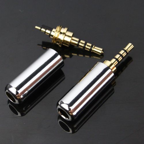 2pcs 4 pole 2.5mm male repair headphone jack plug metal audio soldering silver for sale